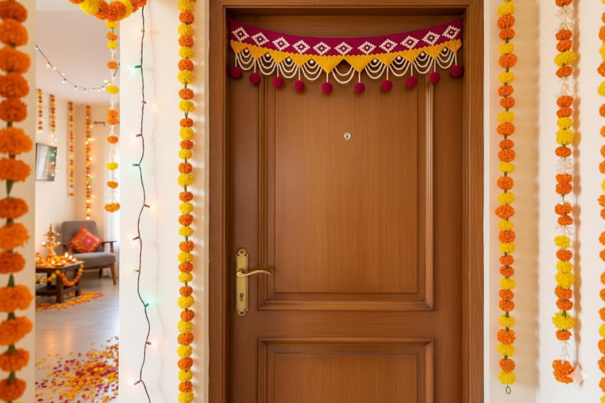 Handmade Woolen Toran - Diwali Decor & Wedding Gift -2 Handmade Woolen Toran - Diwali Decor & Wedding Gift -2