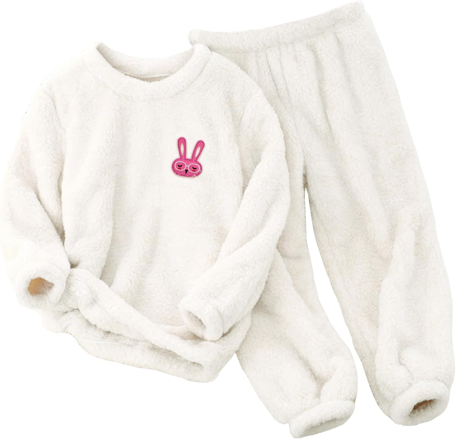 Yimoon Girls Fuzzy Pants Set Winter Flannel Fleece Crewneck Sweatshirt and Pants Sweatsuit Fluffy Two Piece Outfits