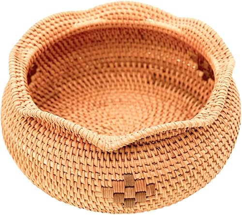 Miniatura 1 de Cesta de almacenamiento tejida redonda de mimbre, cesta de flores para caramelos, maceta vintage, contenedor de cosméticos, caja de joyería