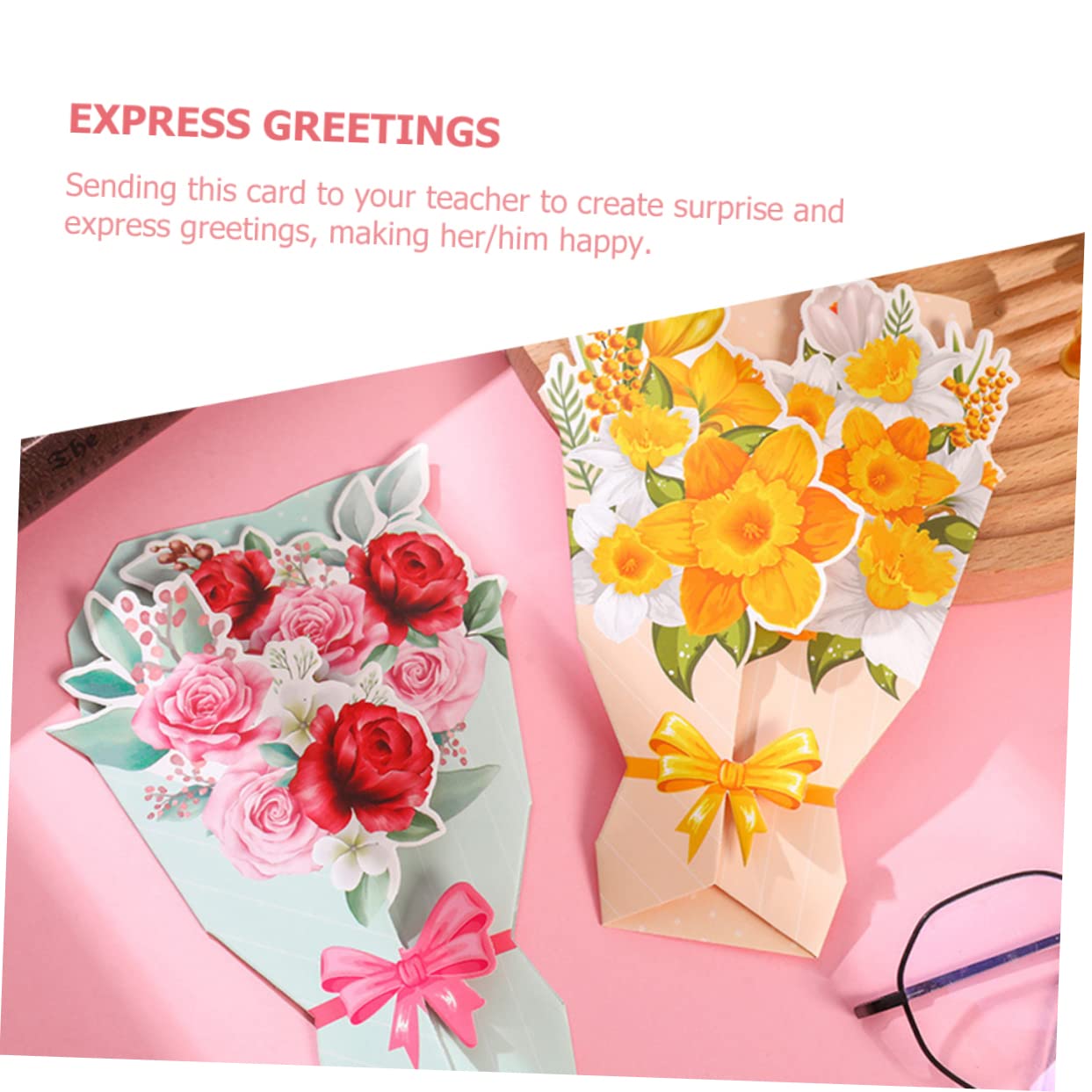 Amazon | EXCEART 6個 花束の形のグリーティング カード 先生の