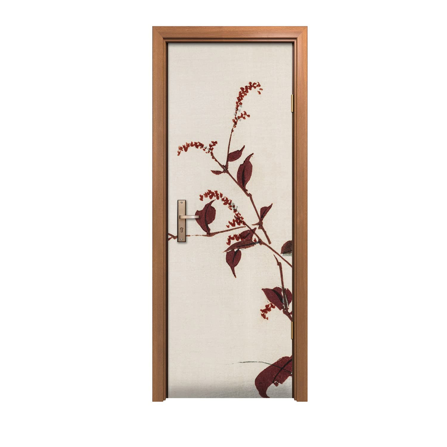 Autocollant de porte 70x200cm Coloray avec motif de branches de feuilles pour déco intérieure