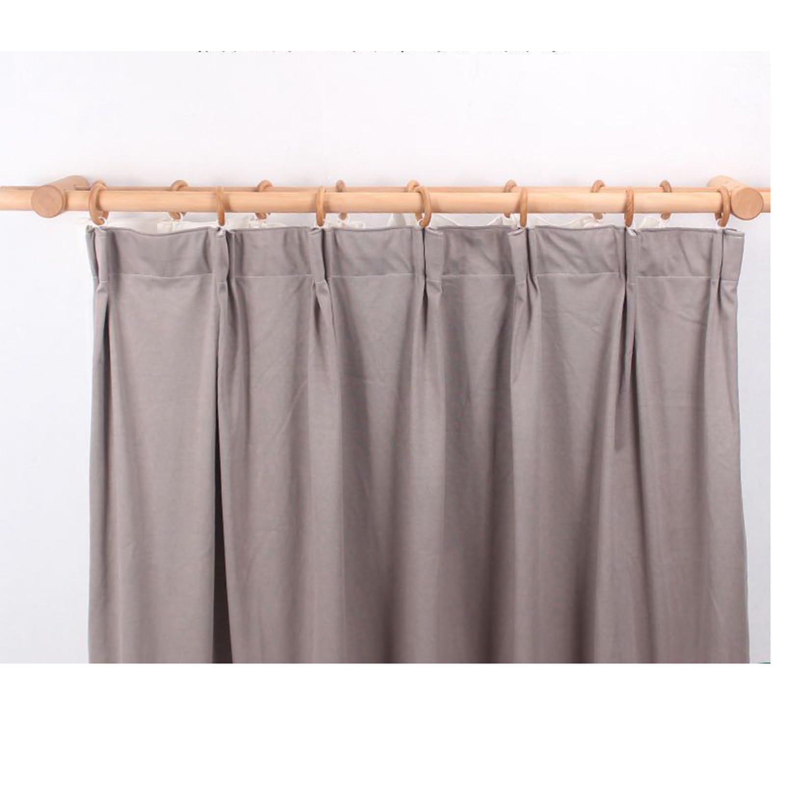 Bastone per tende in legno massiccio spesso, set con doppia asta romana, senza trapano, riutilizzabile, con staffa in legno (210 cm), soluzione elegante e per il trattamento delle finestre