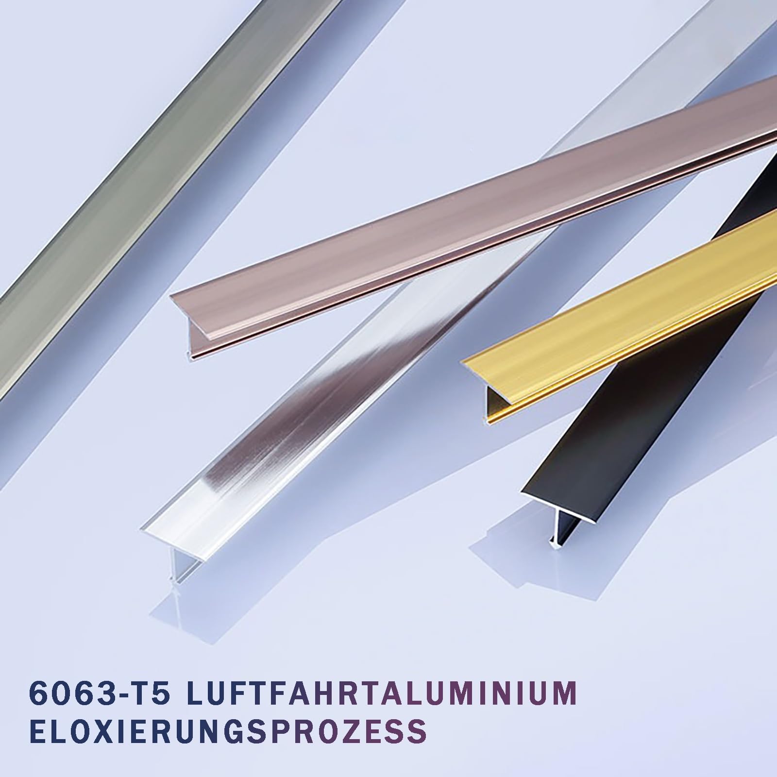 Tiras De Transición De Aluminio Para Suelos Laminados, Vinílicos Y Parquet, 125cm, 2 Piezas, Perfiles En Forma De T, Tira De Borde Para Puerta, Solución Duradera Para Suelos(Gold,Breite: 6mm)