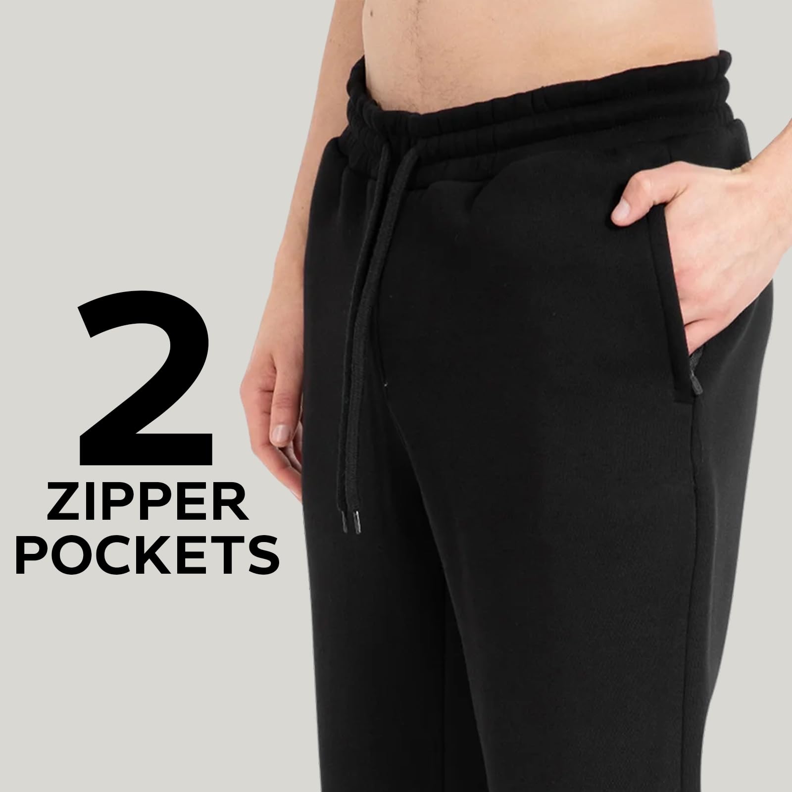 NetSetUK Joggers for Men UK Tracksuit Jogging Bottoms Men’s Fleece Joggers Open-Hem Sweatpants with Pockets Drawstring Trousers Gym Workout — view 4