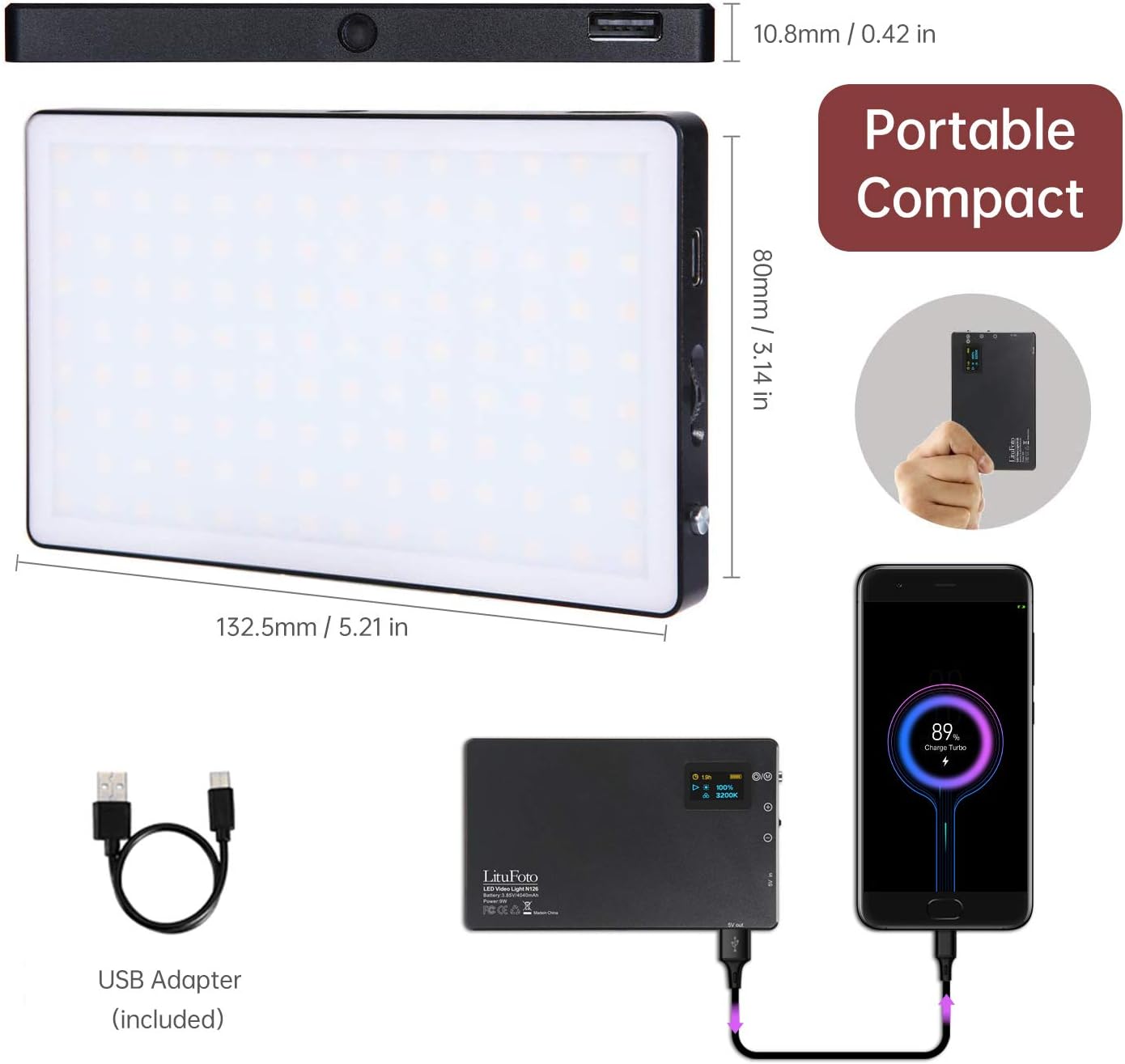 One-Day Sale: Up to 70% Off Led On Camera Video Light Mini Pocket Size 9W Built-in 4040mAh Rechargeable Lithium Battery CRI96+ Bi-Color 3200K-5600K Portable Professional Photography Lamp for Shooting YouTube Vlog Filming
