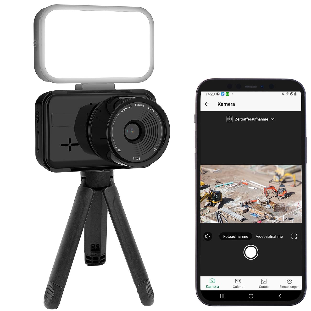 Caméra time-lapse 4K connectée avec éclairage LED [Somikon]