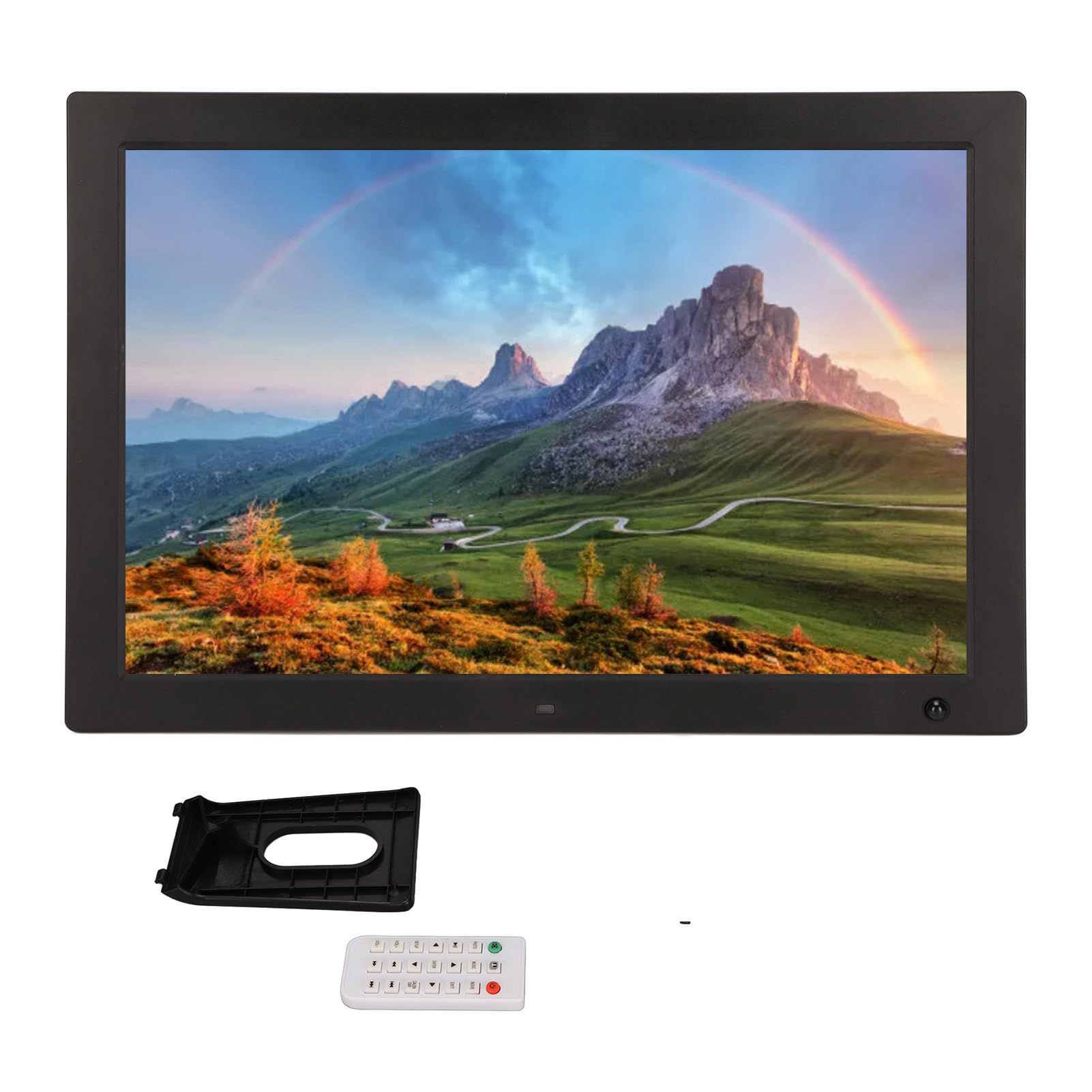 Cornice Digitale da 17 Pollici, Sensore di Movimento HD con Rotazione Automatica Grandangolare da 180 Gradi Cornici Digitali Elettroniche con Telecomando, Supporto Fino a 128 GB,