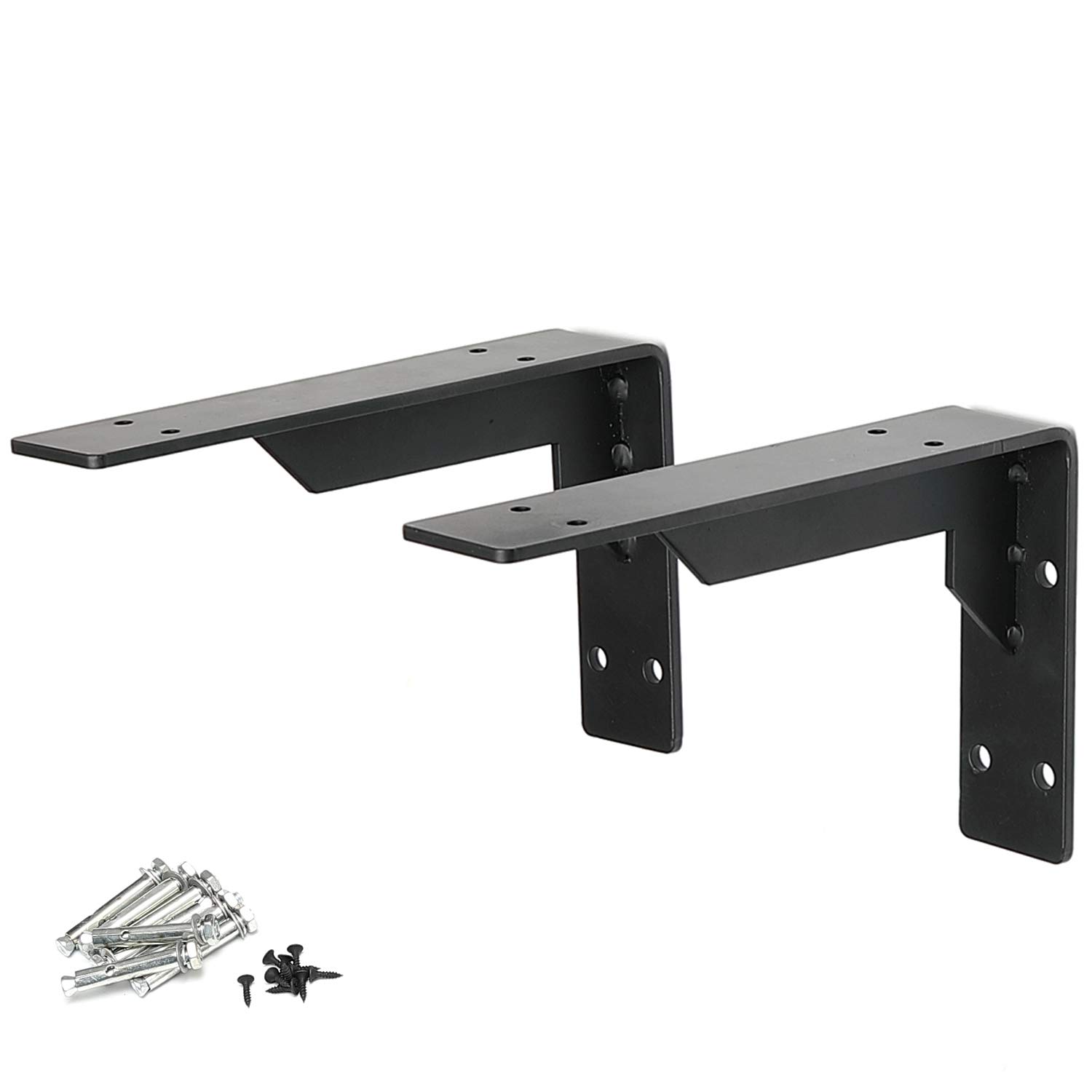 Heavy Duty Rustic Shelf Brackets, 12" x 6" Max Load 330 lb 5 mm Thick Iron Industrial Shelves