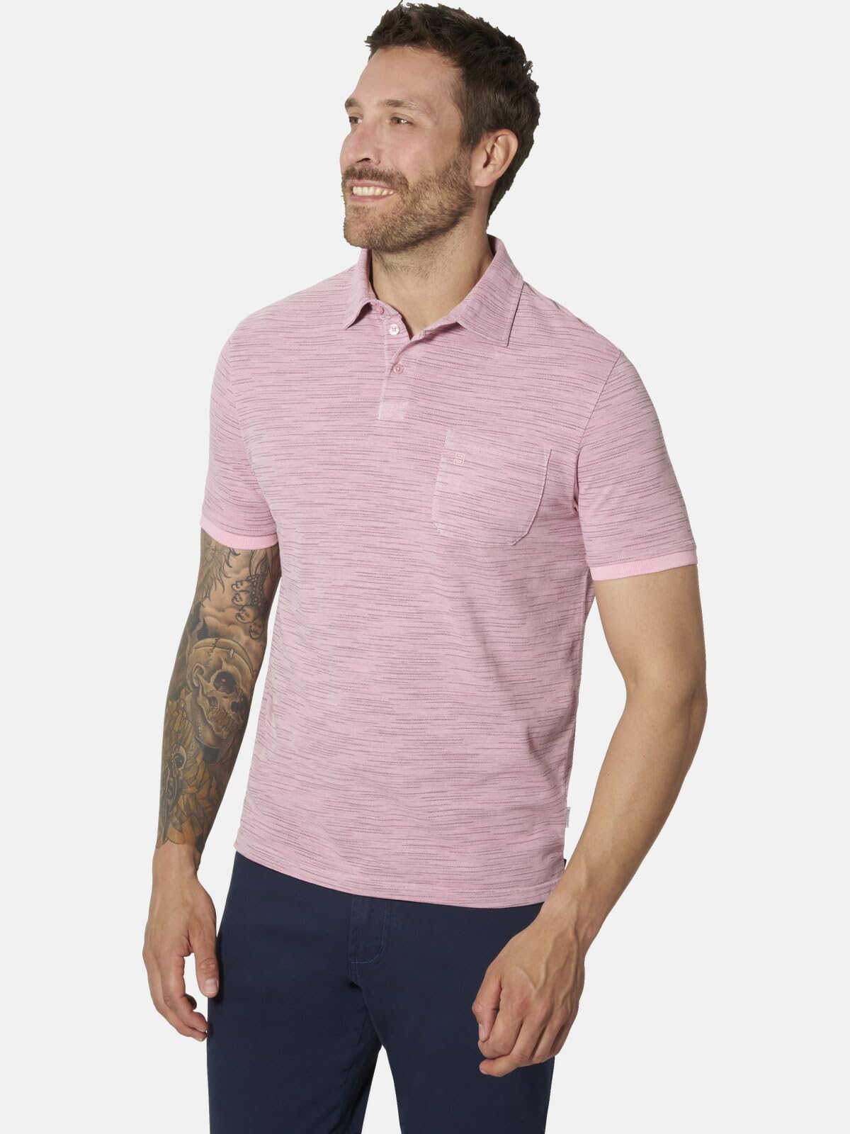 BABISTA Korlin - Polo da uomo con colletto polo e abbottonatura, lavaggio alla moda, filato multicolore, tasca sul petto con ricamo e polsini per il tempo libero, stile casual fino a 4XL