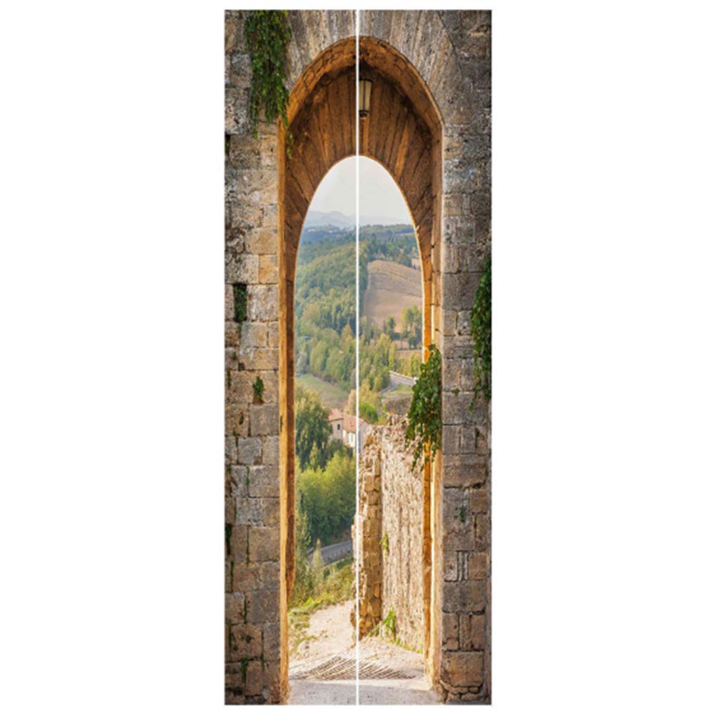 Sticker porte effet 3D FEIFAN 45x200cm pour decoration murale de salon