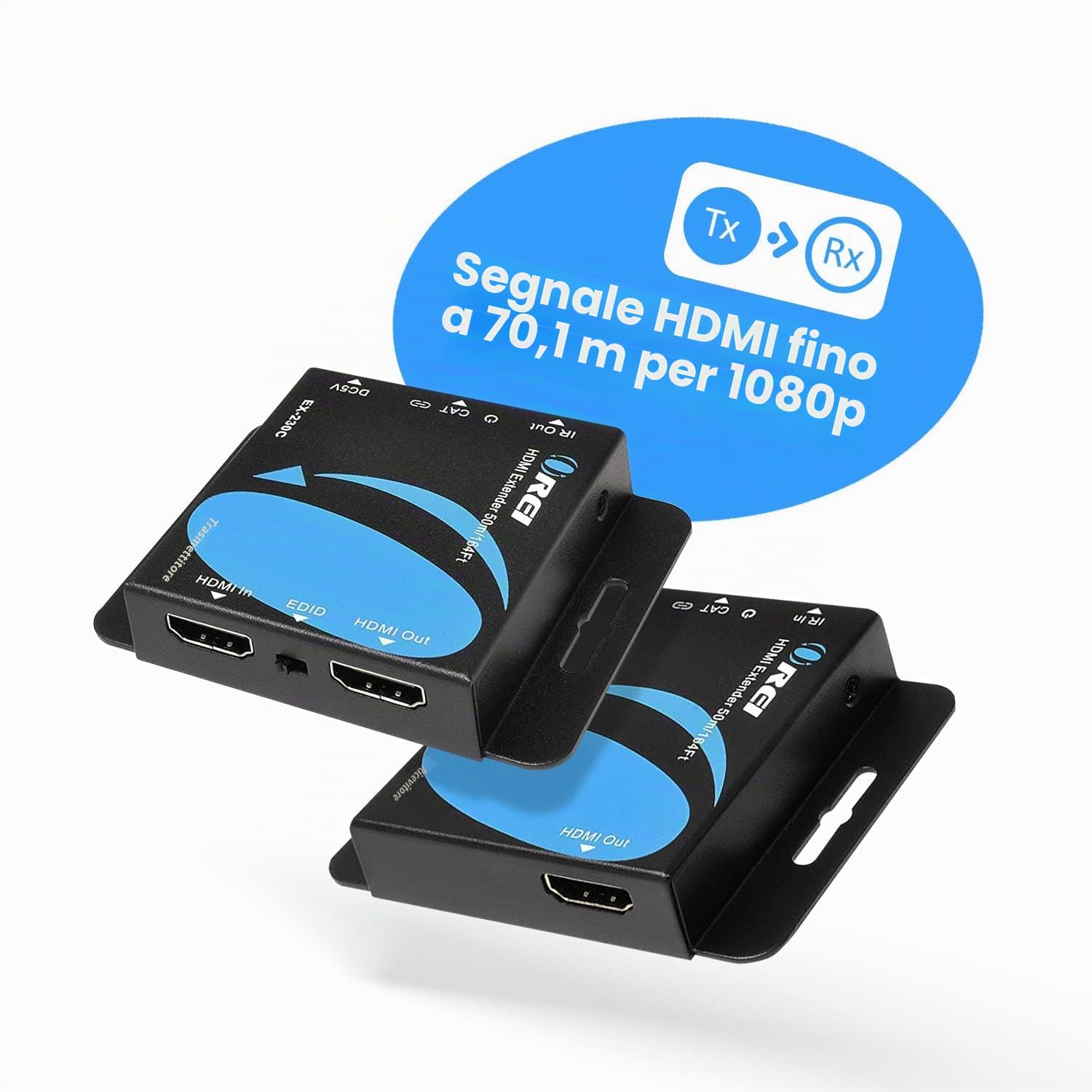 OREI Estensore HDMI 4K via Ethernet CAT6/CAT7, Extender RJ45 4K @ 30Hz fino a 1080P fino a 230 FT Full HD POC trasmettitore e ricevitore IR Loop Out (EX-230C)