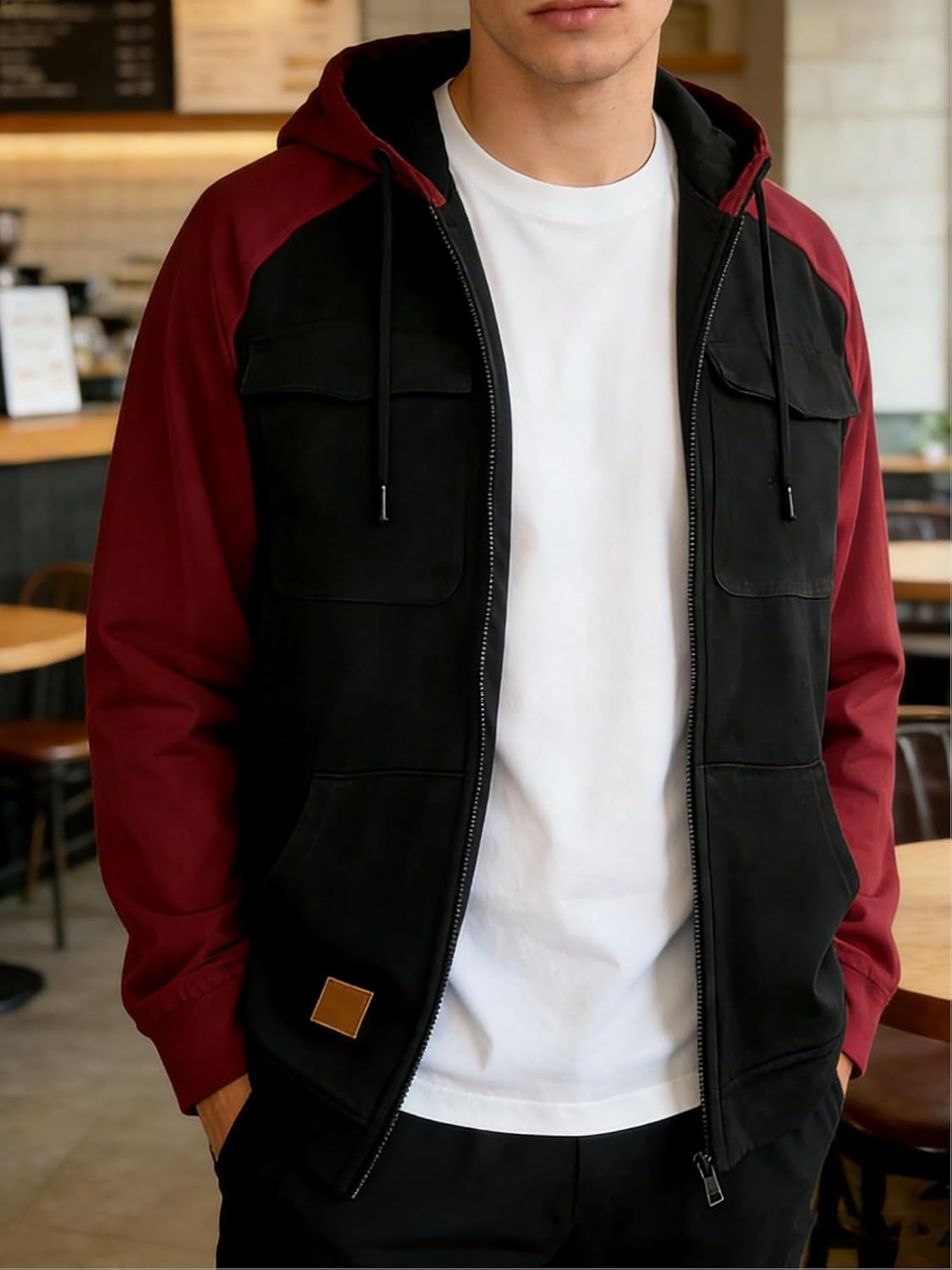 Zipper Hoodies for Men Spring Fall Vintage Tactical Hoodie Casual Long Sleeve Cargo Sweatsuit Winter Zip Up Jacket - Image 4