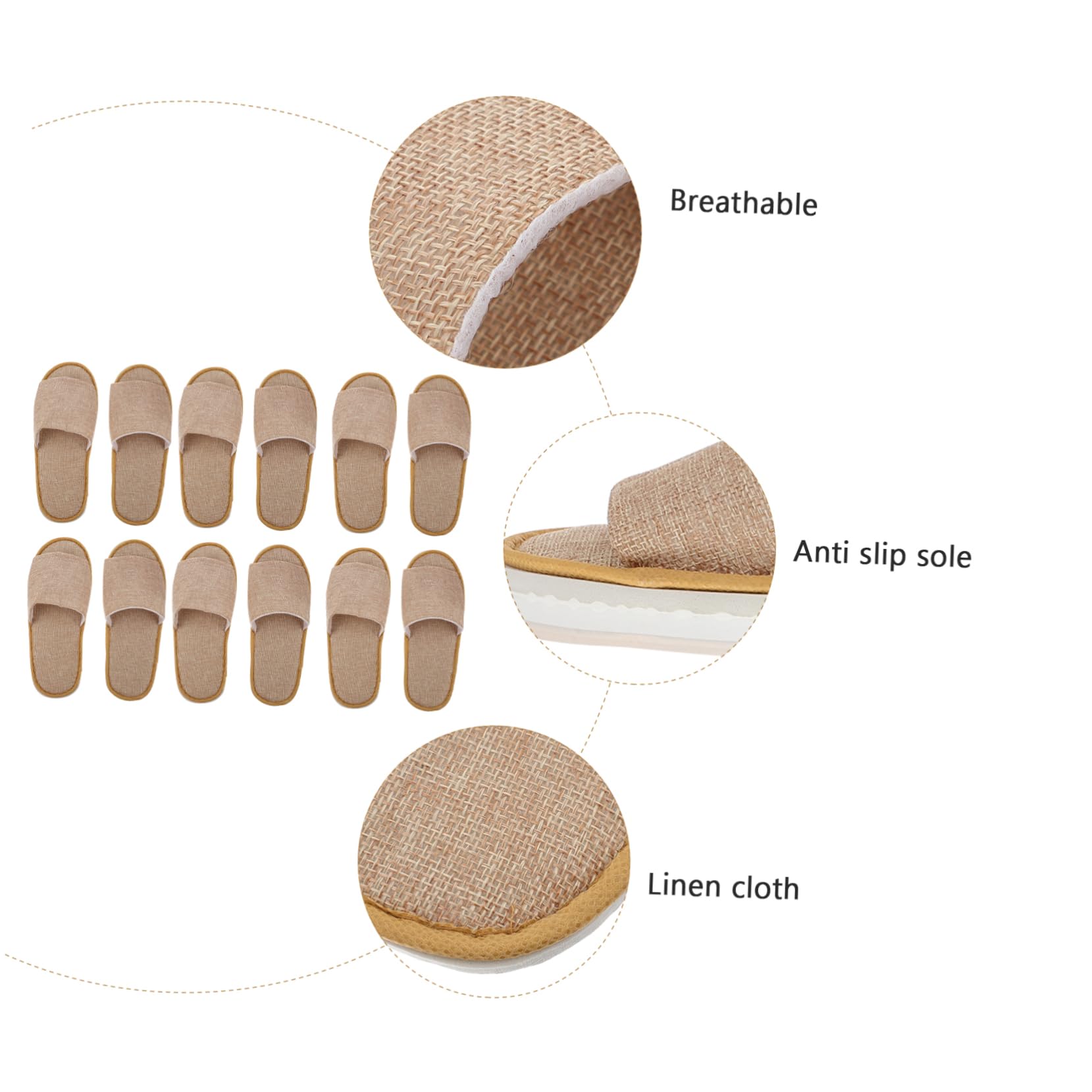 NOLITOY Portable Travel Slippers 6 Pairs Disposable Home Slippers Hotel Nonslip Large Open Toe Breathable Comfort