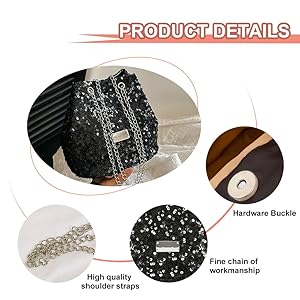 Borsetta Sera Glitterata Con Catena - Pochette Elegante Per Matrimoni E Feste - Brillantini E Paillettes