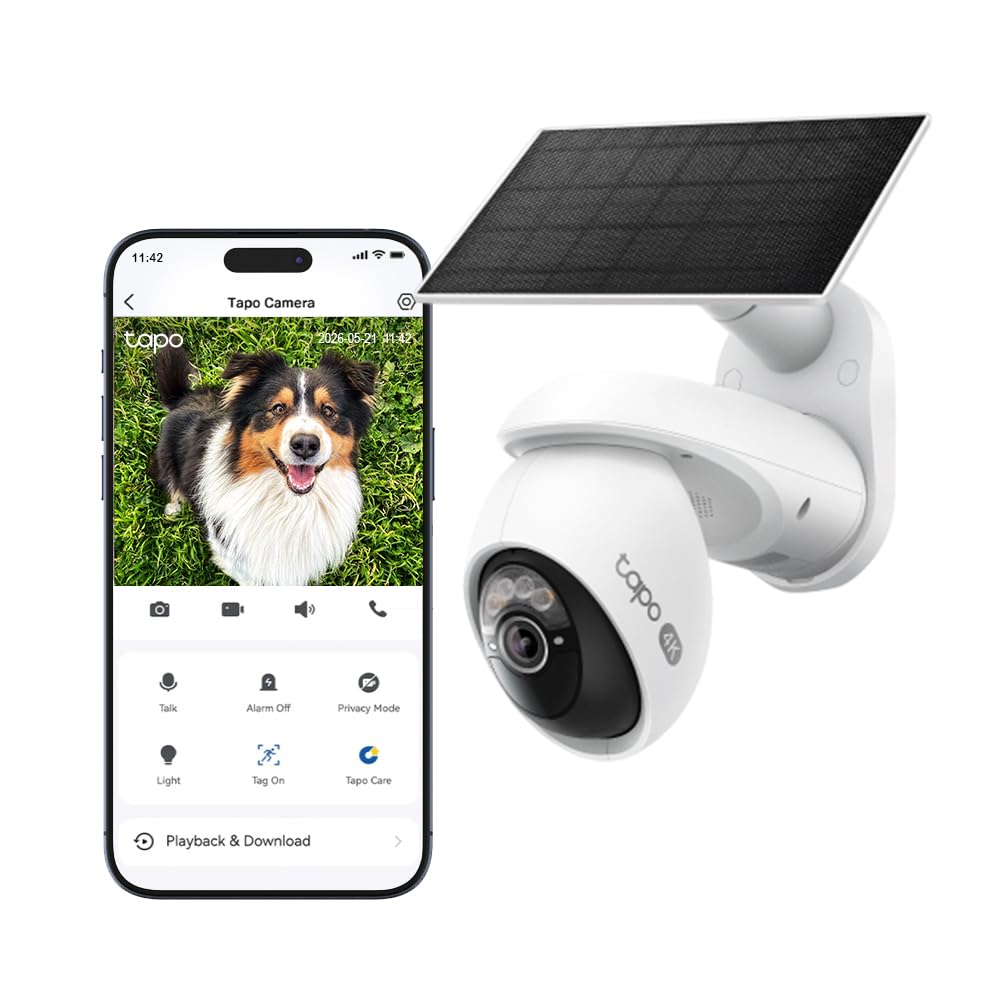 TP-Link TC92 Kit Solar-Powered Pan/Tilt 4K 8MP Security Cam, Night