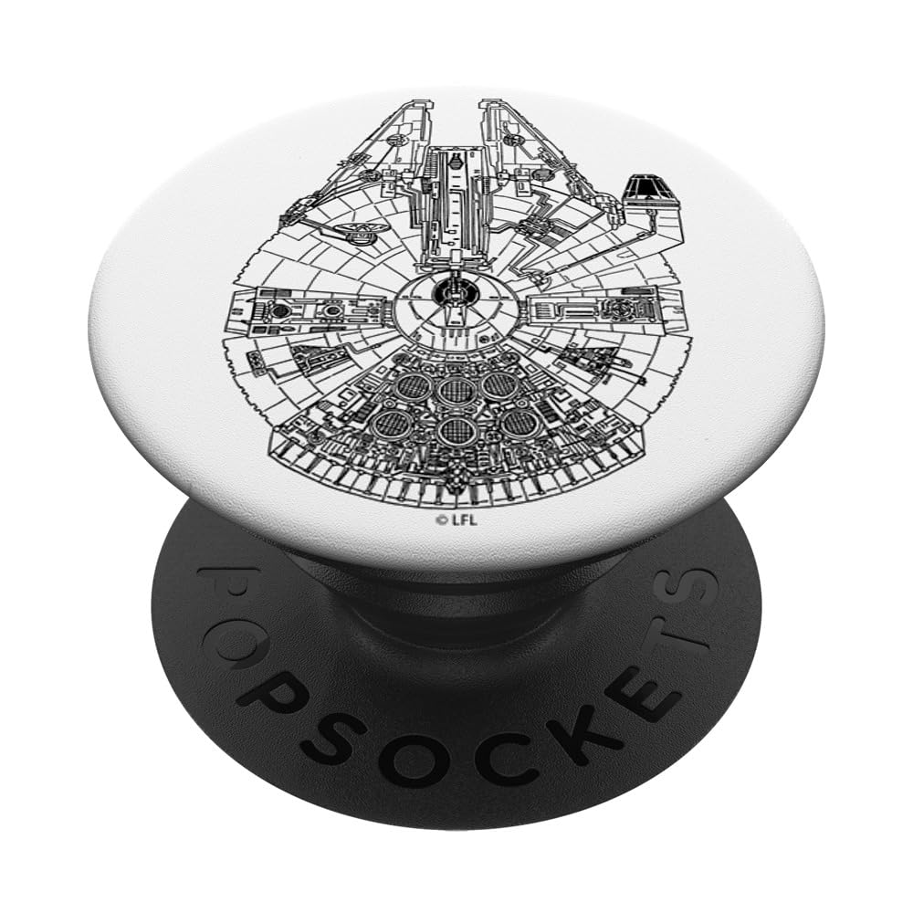 Star Wars Millennium Falcon Line Art Sketch PopSockets Adhesive PopGrip