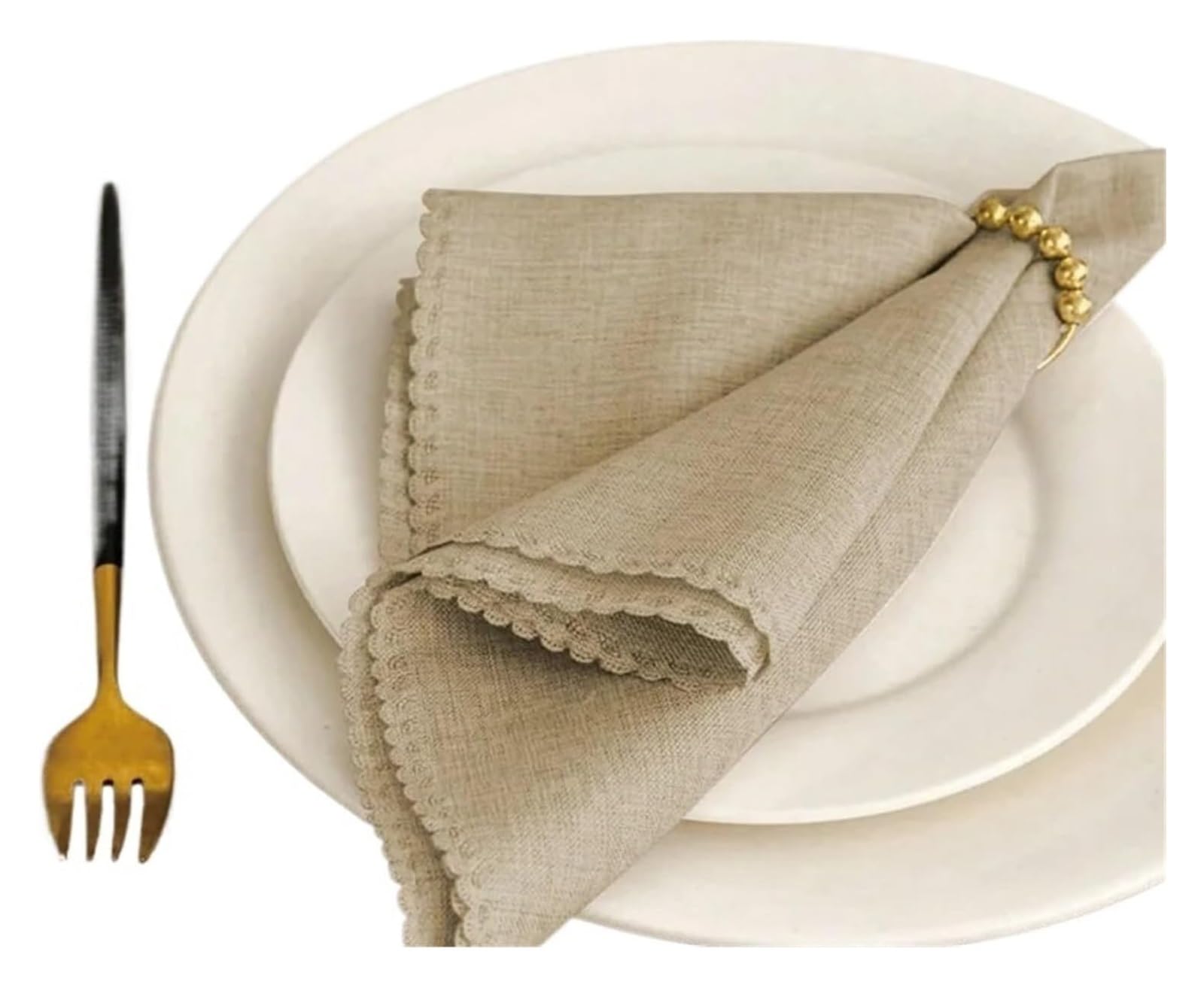 Servilletas de Mesa de algodón, Tela de servilleta de Encaje Multicolor 2/6/12 Piezas for decoración del hogar de Fiesta de San Valentín de Boda(Khaki 12pcs)