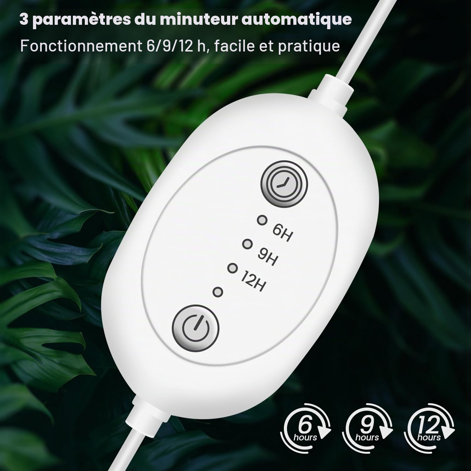 Wolezek Lampe pour Plantes LED à Spectre Complet avec Minuteur 6/9/12H, 144 LED, Lampe de Croissance T5 de 60 cm, Lampe Blanche pour Plantes, Ensemble de Lampe pour Démarrage de Semences pour Plantes