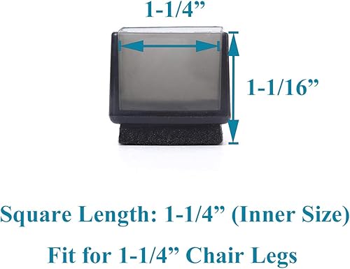 Miniatura 7 de Furnigear - Protectores de piso para patas de sillas con almohadillas de fieltro de lana para muebles, de silicona, cuadrados