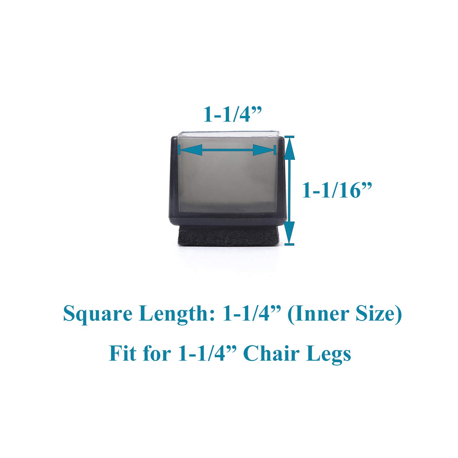 Furnigear - Protectores de suelo para silla con almohadillas de fieltro de lana para muebles de silicona para patas de silla (20 unidades, 20 unidades), color negro