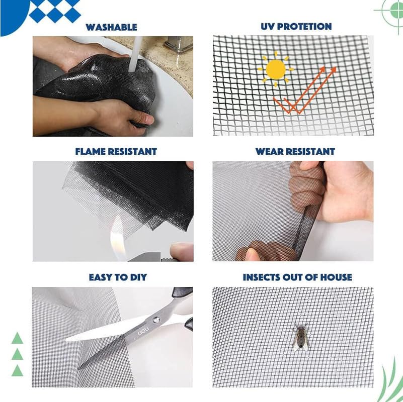 Image of Classic Mosquito Net 120 GSM Fiberglass Windows Mosquito Net Roll. DIY Cut to Any Size, for Small & Big Windows. Highly Durable and Best in Class (120cms*05meter, Color: Grey)