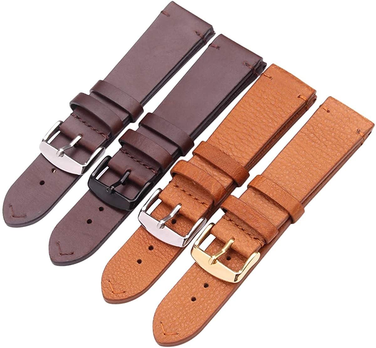Wachgurt Vintage Leder Uhrenbänder dunkelbraunes Achter Handgelenk Bandgurt 18 mm 20 mm 22 mm Gürtel mit Edelstahl -Stiftschnalle -Gurt (Farbe: braune Schwarze Schnalle, Größe: 22 mm)