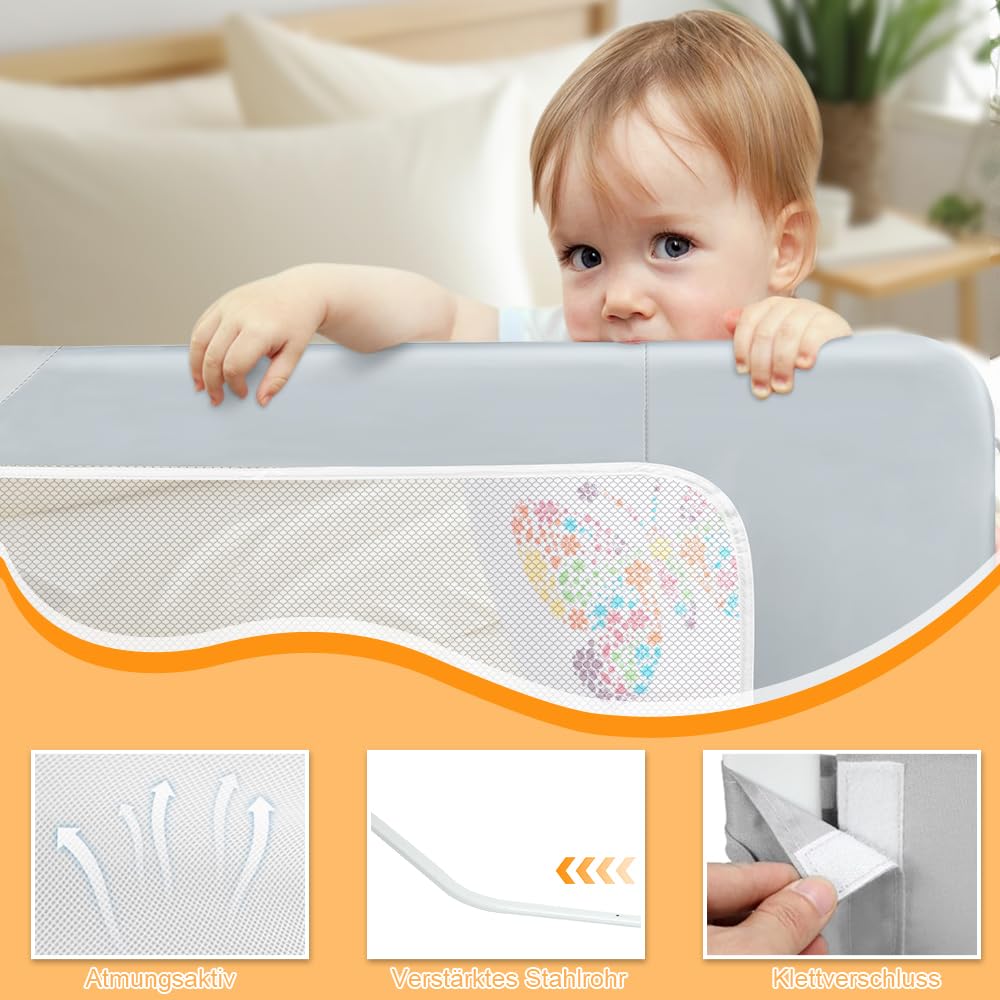 Homewell - Barrera de seguridad para niños, seguridad 1st portátil para cama plegable, tela de malla, anticaída, fácil de instalar