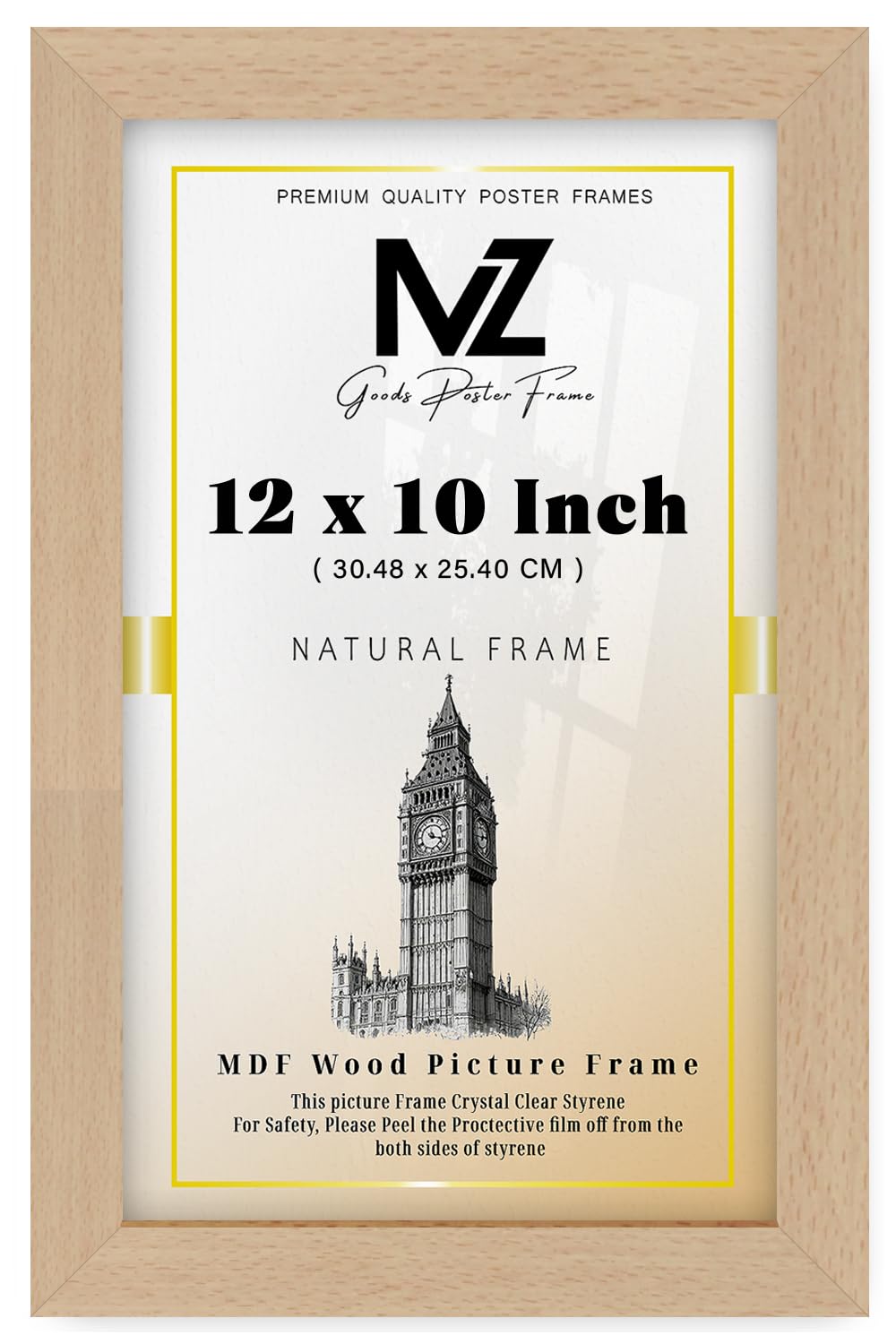 Mz Goods Beech - Classy Photo Frame Rectangle Mdf Picture Frame 12 X 10 Inch Frame | With Clear Perspex (30.48 X 25.40 Cm) Compatible With Any Interior Design [ ]