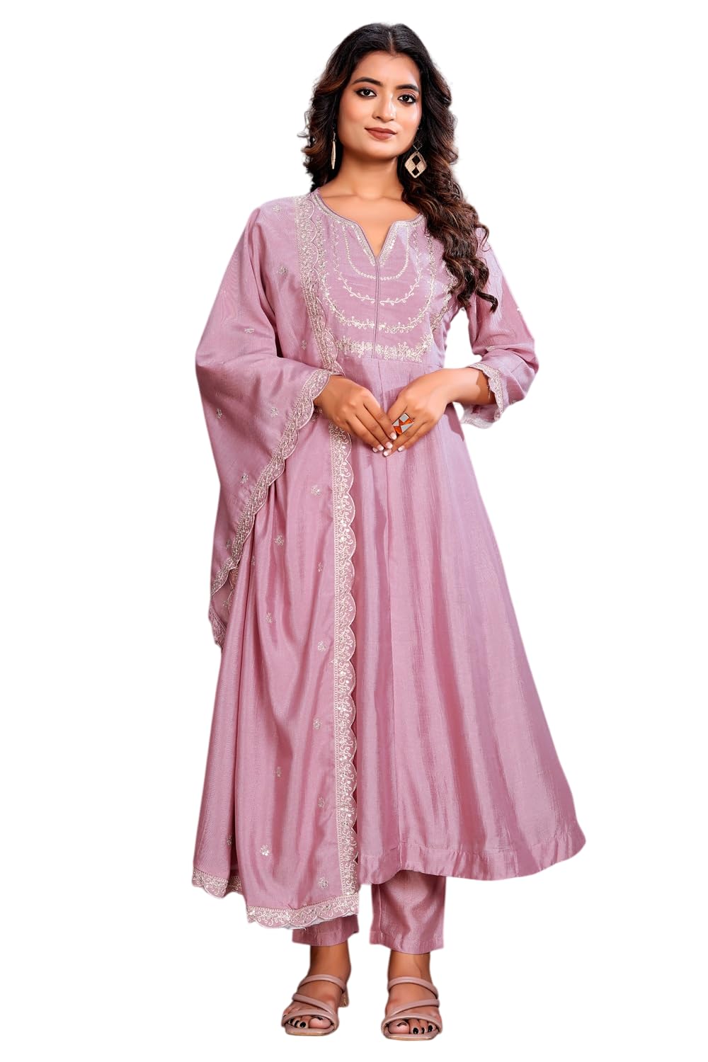 Women’s Embroidered Kurta Pant Dupatta Set | Elegant Ethnic Anarkali Suit Set for Women-picture-36