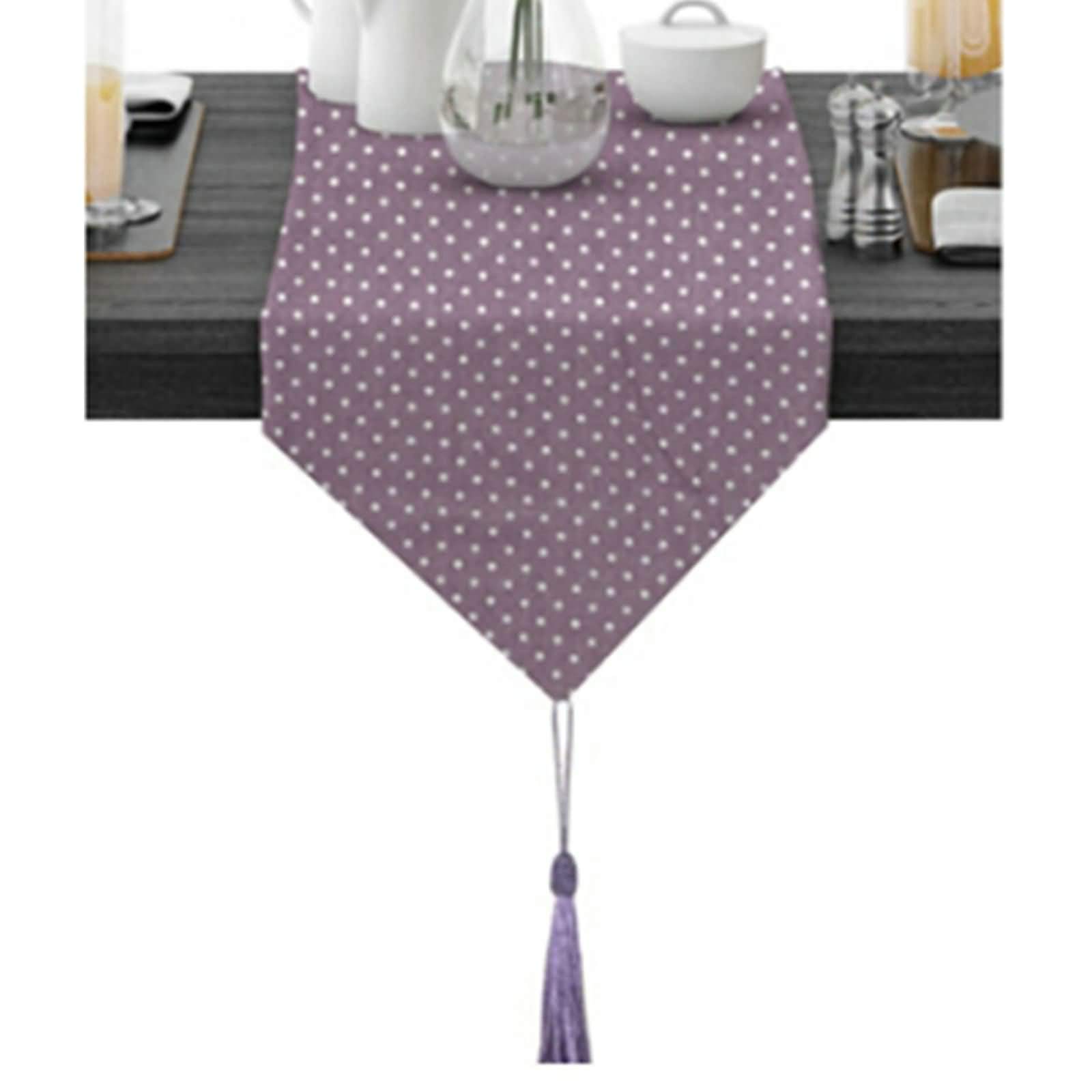 Aeici Camino de mesa de comedor de algodón, diseño de lunares, camino de mesa de café, Navidad, 30 x 188 cm, camino de mesa para mesa cuadrada de comedor, color morado