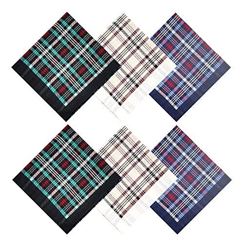Pure Cotton Men's Soft Handkerchiefs Assorted Color Pack of 6 Gift Set by Zenssia