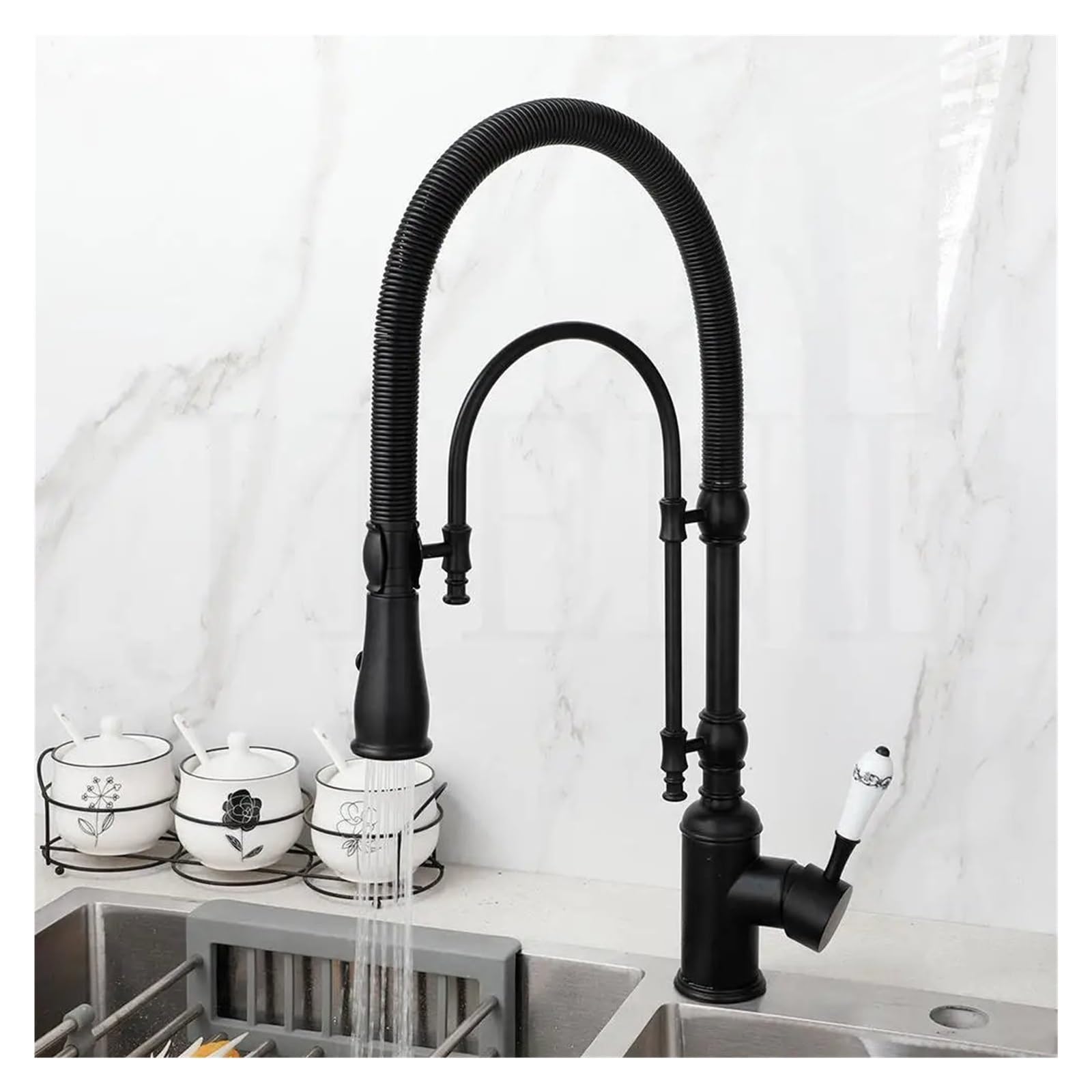 Yjyjy B Faucet Gold Plated Kitchen Faucet With Swivel Vessel Sink Pull Down Spring Spray Nickel Rushed Washbasin Mixer Tap Athroom Vanity Upgrade Tap