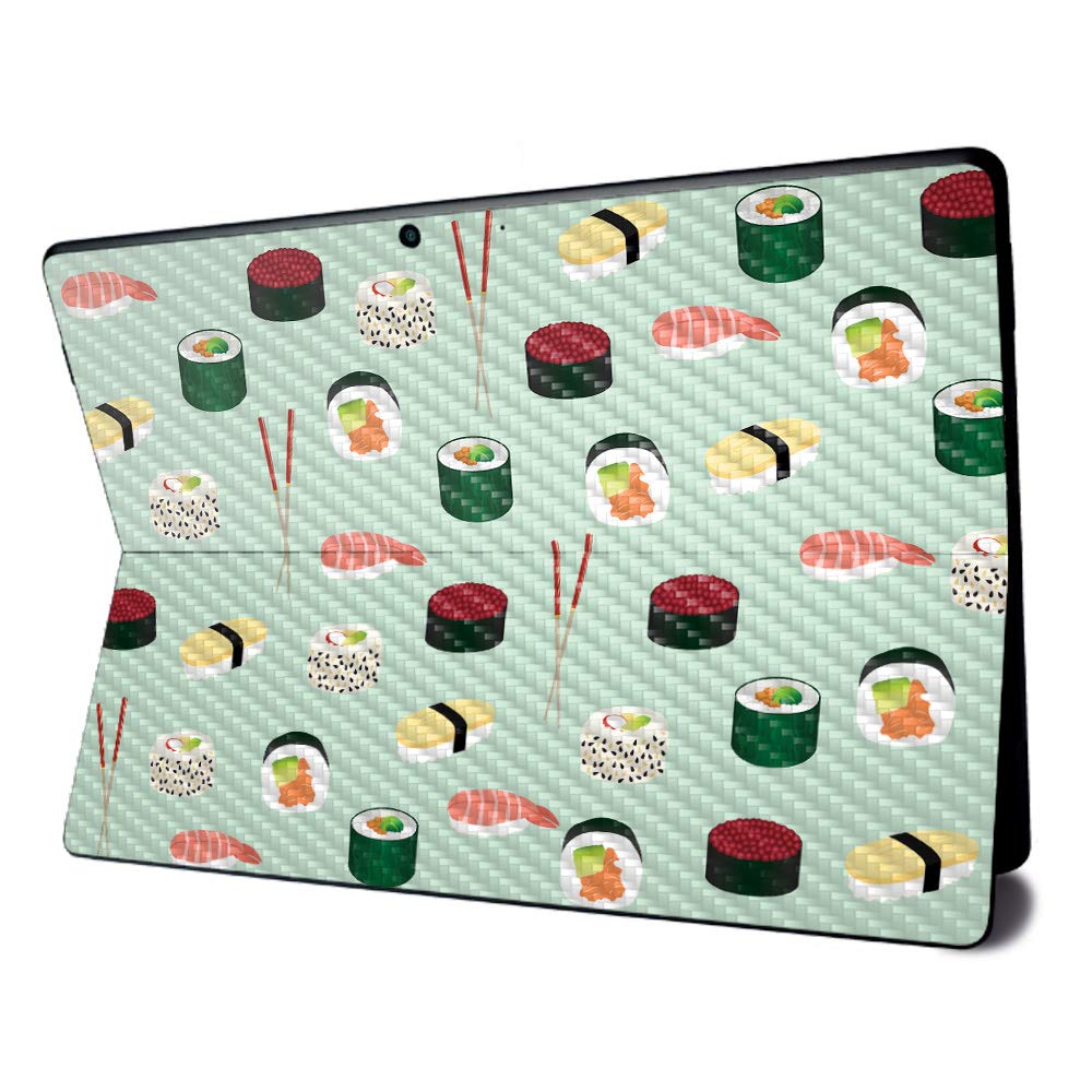 MightySkins Carbon Fiber Skin for Microsoft Surface Pro X - Sushi | Textured Carbon Fiber Finish | Easy to Apply, Remove, and Change Styles | Made in The USA