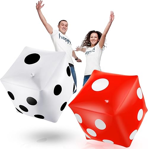 Aoriher Paquete de 2 dados inflables gigantes, dados gigantes de 11.8 pulgadas para juegos amplios en interiores y exteriores, juguetes de piscina,
