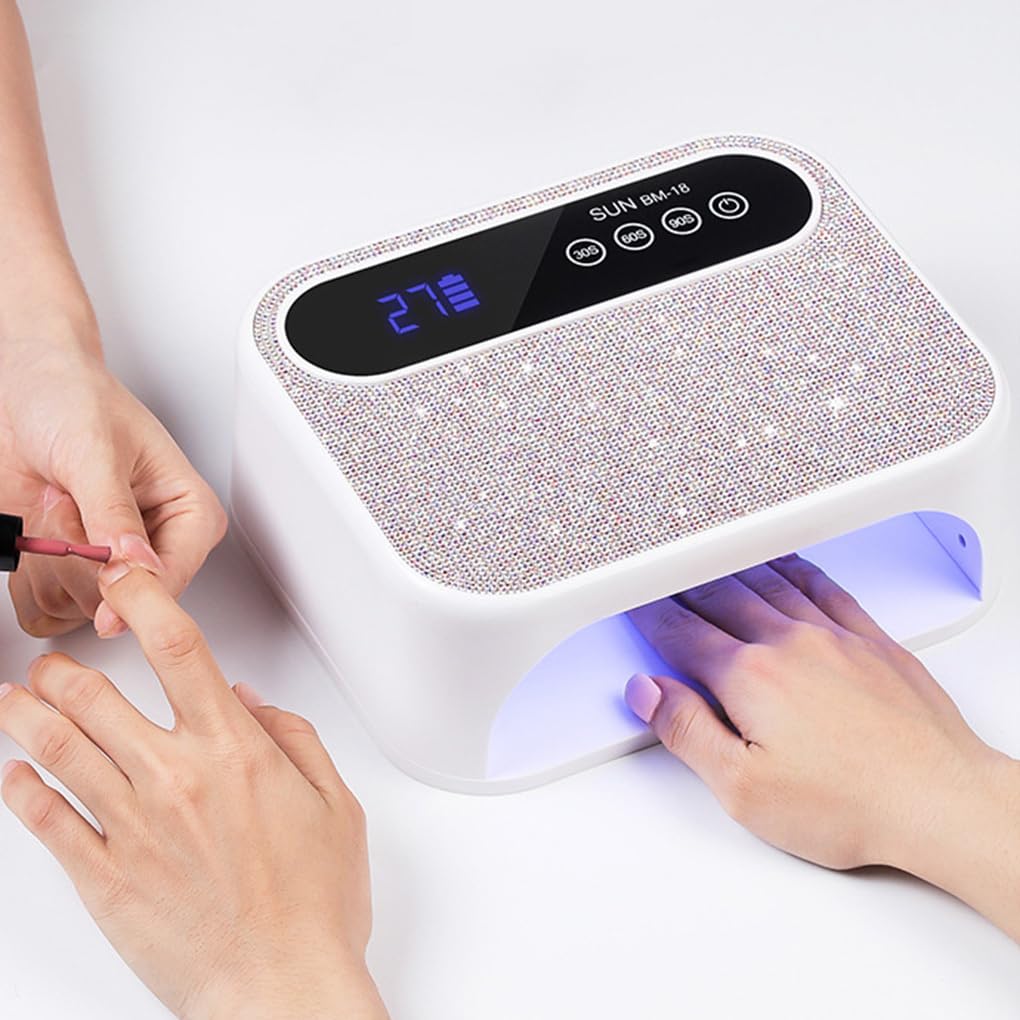 Lámpara de uñas UV LED con pantalla LCD táctil y acabado brillante de diamante ABS, batería 6000 mAh.