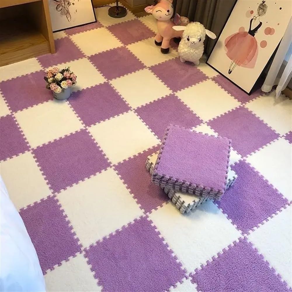 Płytki podłogowe z pianki, Opakowanie 40 mat do zabawy z pianki EVA, układanki, wielokolorowe, 30x30 cm(White and Purple)