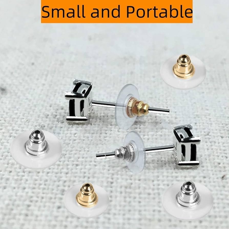 Image of Kumu Jewellery Tools (100+100Pcs) Combo Premium Golden & Silver Earring Back Stopper | Earring Supporter for Heavy Earrings (Mixed Combo of Golden & Silver (50 + 50 Pairs))