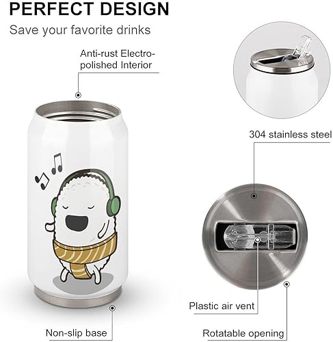 Miniatura 4 de Sumo Sushi - Taza de café helado de acero inoxidable con tapa y pajita, taza de viaje aislada