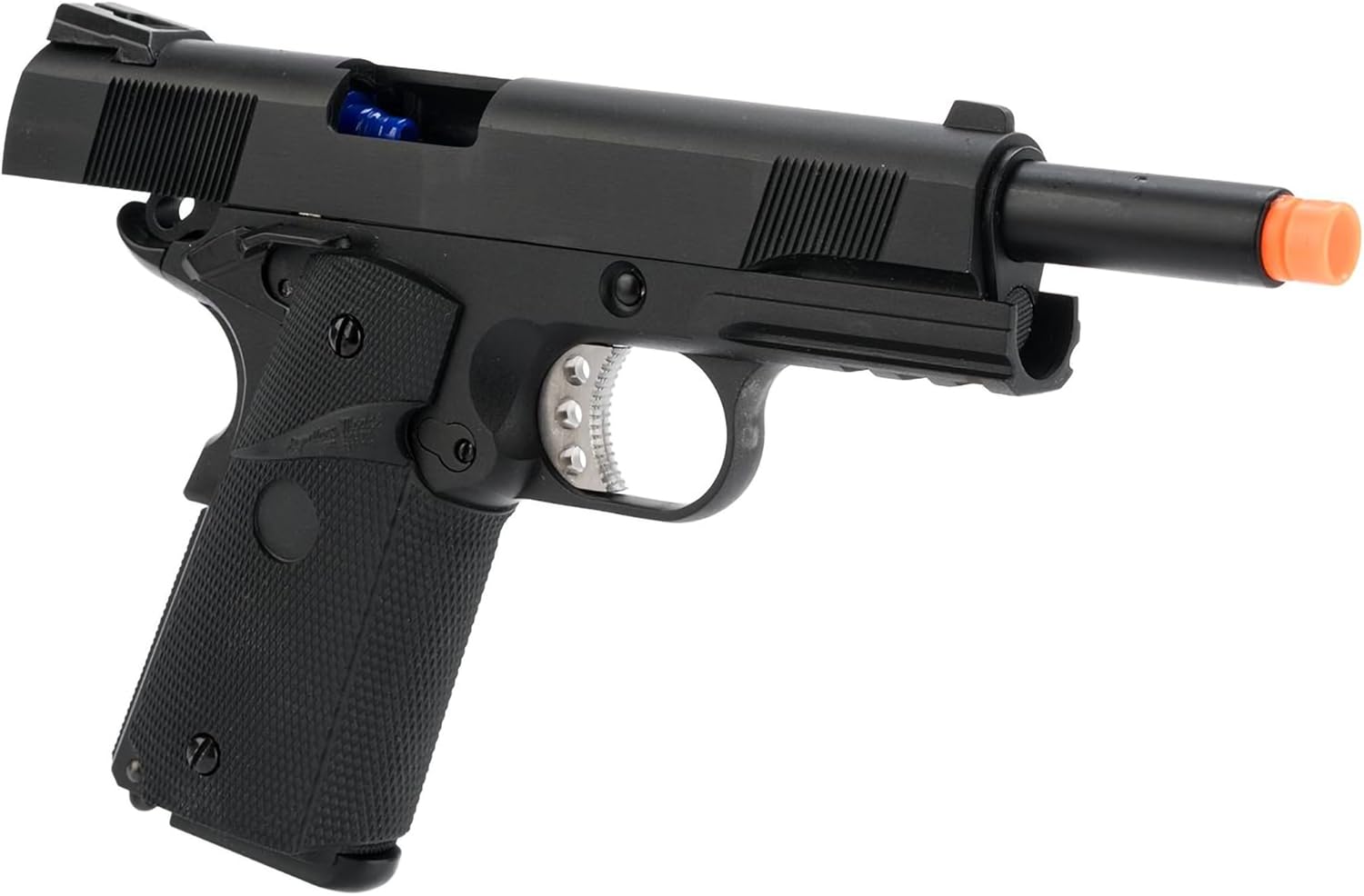 Evike Airsoft - WE-Tech Gen2 Heavy Weight Airsoft 1911 MEU GBB Airsoft Pistol (Color: Black w/Rail) - (PID: 30271)