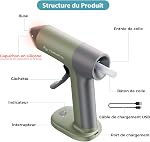 Tilswall Kit de colle chaude sans fil avec 20 Bâtons de colle - 30s Chauffage rapide, USB-C Remboursable, 2Ah Batterie, fermeture automatique intelligente, ergonomique & Léger pour l'artisanat, DIY & Réparations de maison-vert