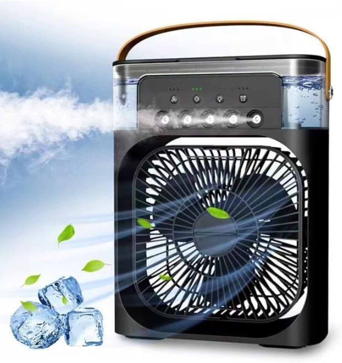 Ventilador de aire acondicionado portátil, mini enfriador de aire  humidificador con luz LED de colores, temporizador, 3 velocidades de viento  y 3 ...