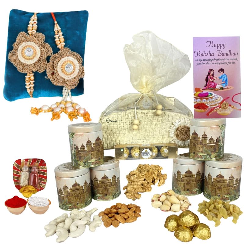 Image of NUTRI MIRACLE Raksha Bandhan Combo - Eco Tin with Chocolates Dry Fruits