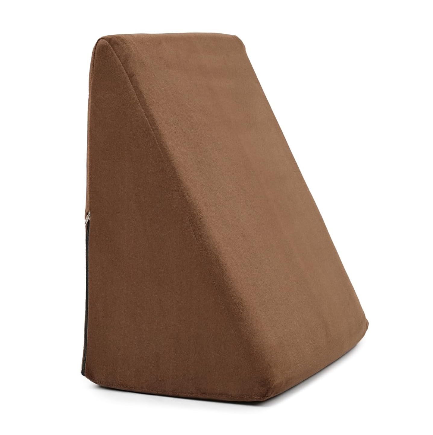 Amazon Basics Memory Foam Orthopedic Wedge Pillow |For Neck, Back Support, Cervical Pain, Acid Reflux, Snoring, GERD, Leg Elevation, Pregnancy -Ultra Soft Washable Velvet Cover -Brown, 25 x 44 x 45 CM