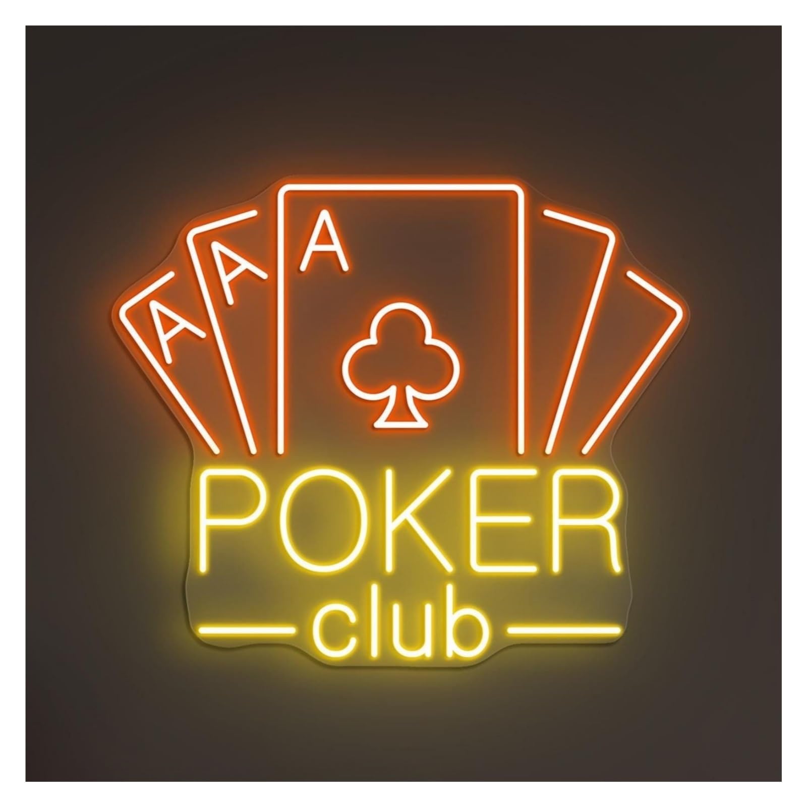 Hanging Art Neon Signs Poker Club Neon Sign, Suitable For Game Room Decor With Brightness Adjustable 50cm