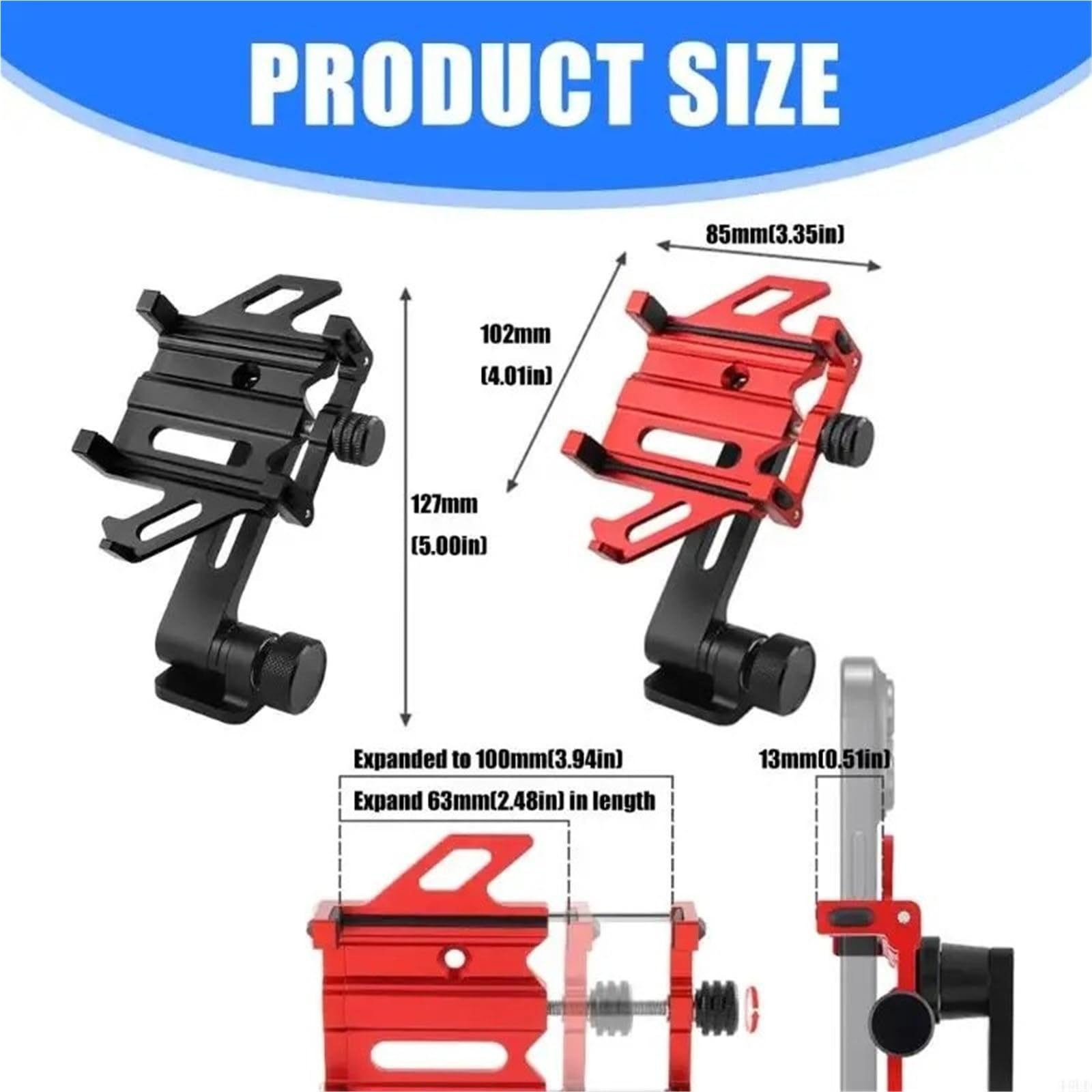 Supporto per Smartphone per Biciclette, Supporto Antiurto per Telefono da Bici per Vari Modelli di Smartphone, Supporto per Telefono da Moto Porta Telefono Manubrio Moto(Black)