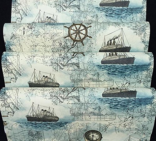 Moyishi Vintage Floral Flower Paper Peel & Stick Shelf Liner Dresser Drawer Sticker 17.7''x78.7'' (Boat) - Image 2