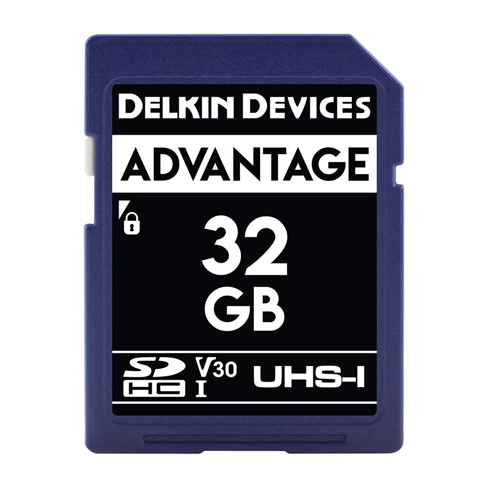 Delkin Devices32GB Advantage SDHC Memory Card UHS-I (U3/V30) - High Speed SD Card 32GB for Cameras | Memory Cards for Cameras with 4K UHD, Full HD, Shock/Water/X-Ray Proof