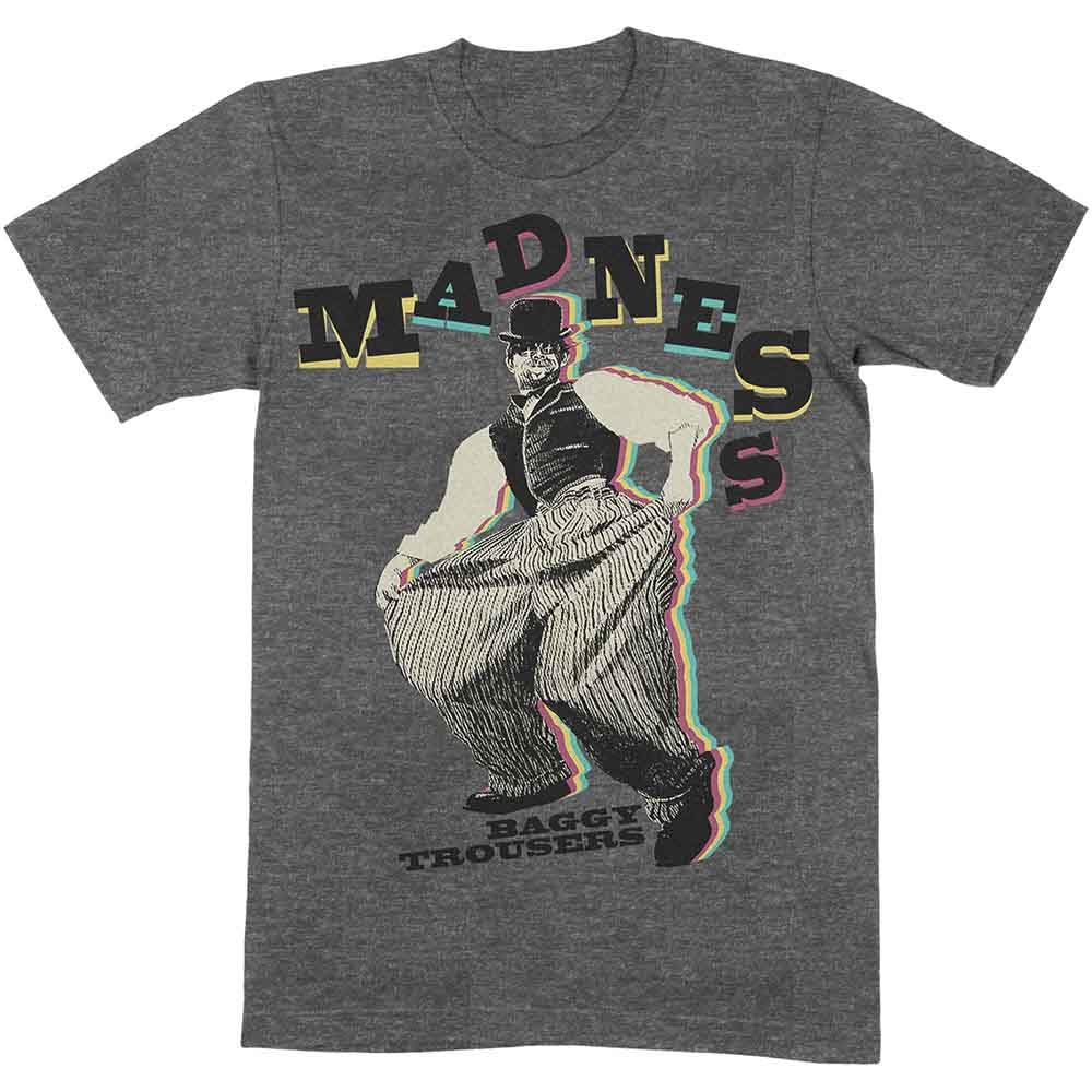 Madness T Shirt Baggy Trousers Band Logo Official Mens Heather Grey M