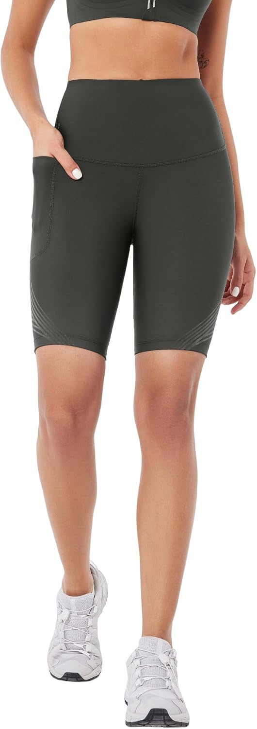 Fanka Body Sculpt 9" Biker Shorts with Side Pocket-Reversible Wear,Tummy Control Yoga Workout Shorts