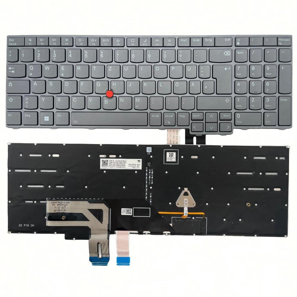 BestParts Ersatz-DE-Tastatur, kompatibel mit ThinkPad P16 Gen1, mit Hintergrundbeleuchtung
